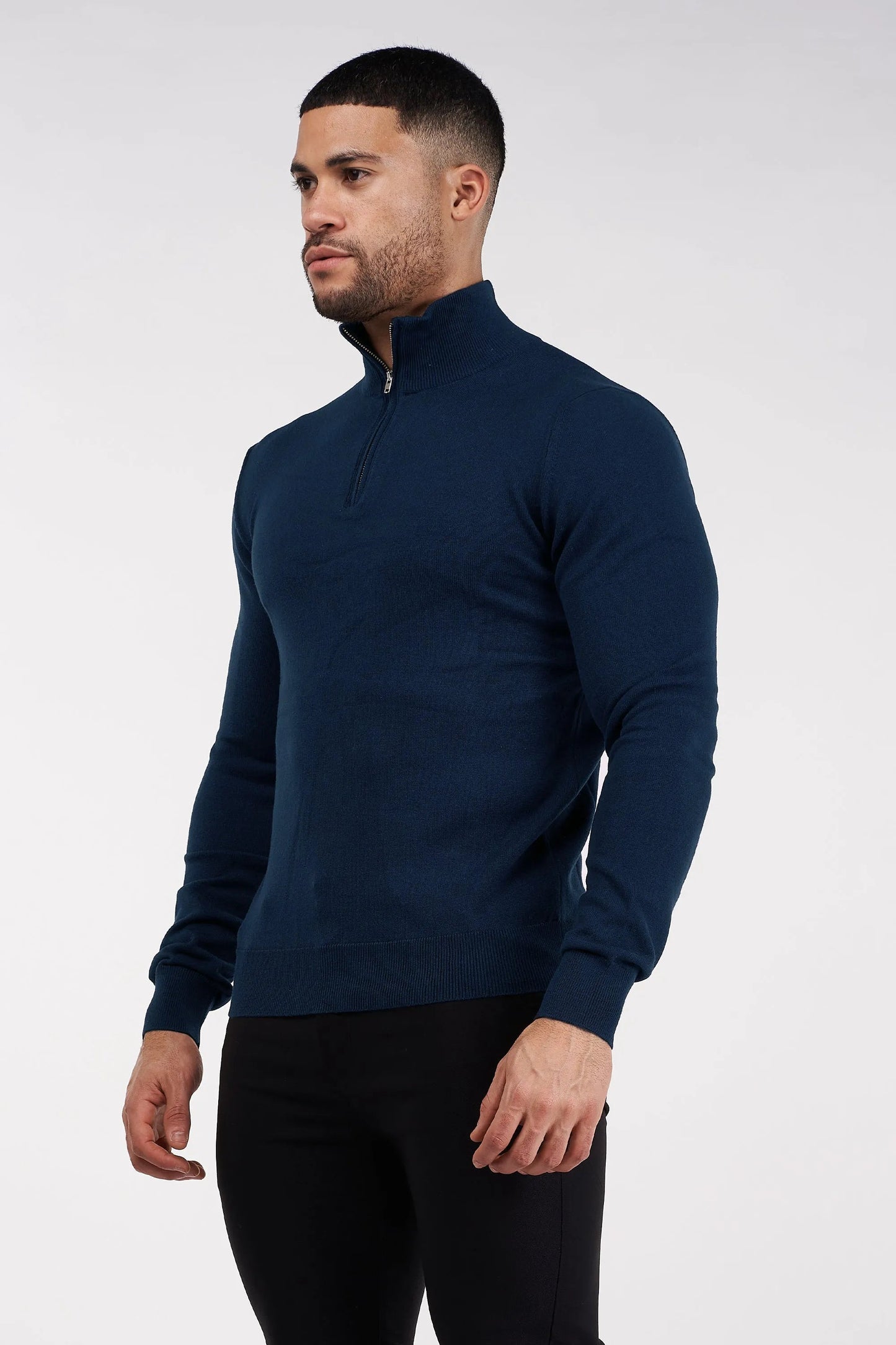 SJØRVA - HALF ZIP SWEATER - BLUE