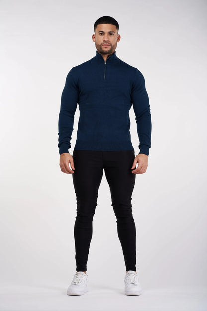 SJØRVA - HALF ZIP SWEATER - BLUE