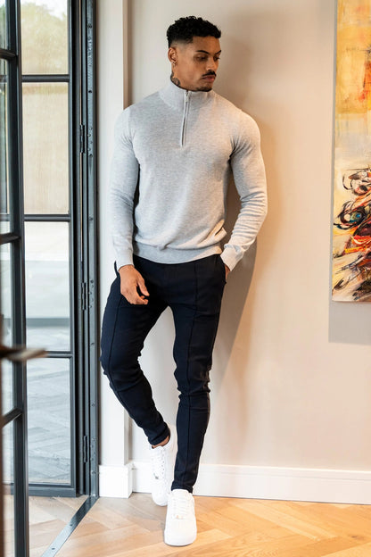 SJØRVA - HALF ZIP SWEATER - GREY