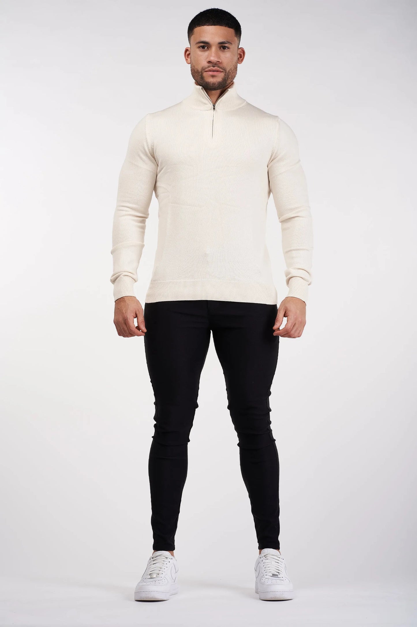 SJØRVA - HALFZIP SWEATER - BEIGE