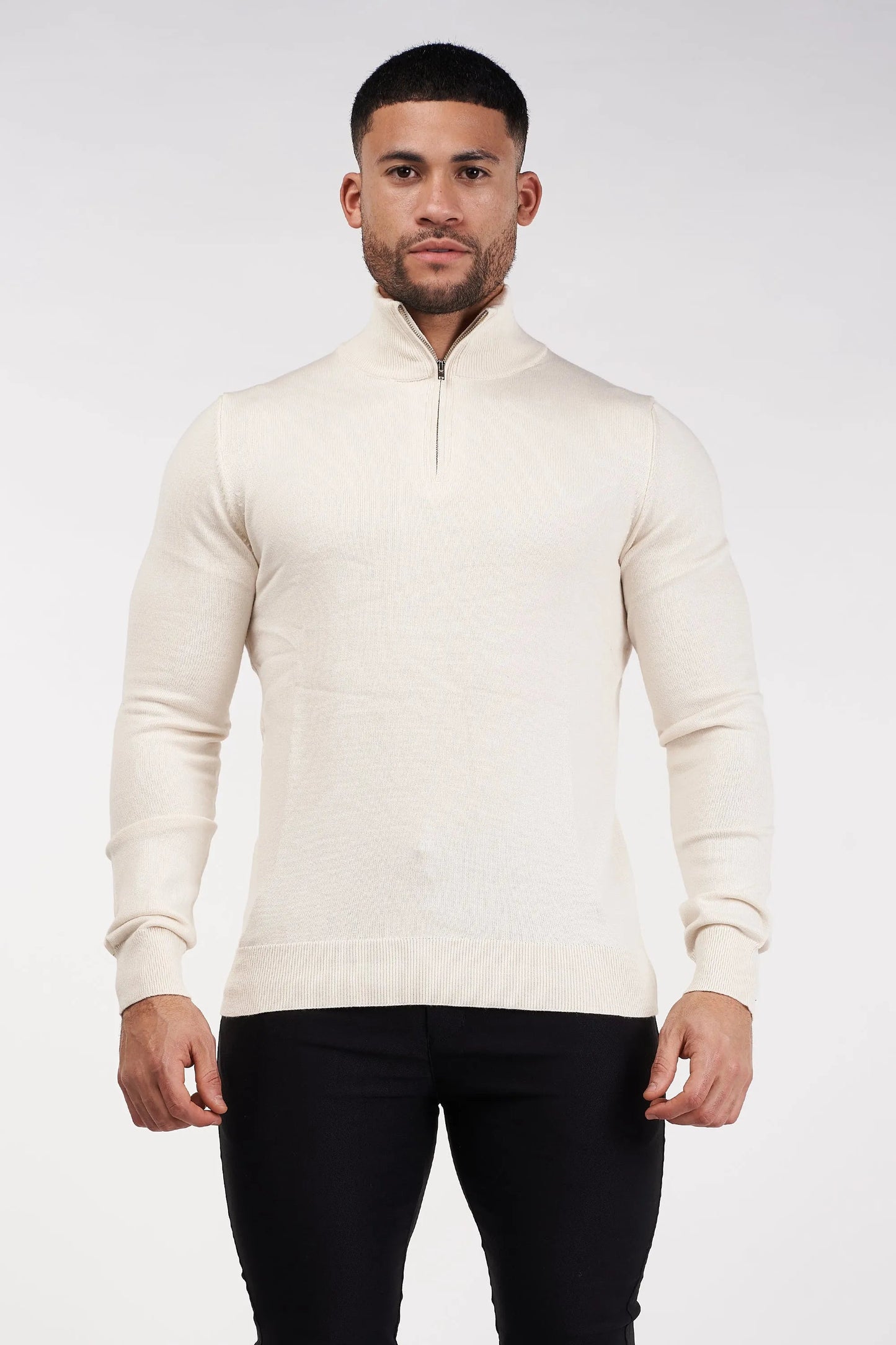 SJØRVA - HALFZIP SWEATER - BEIGE