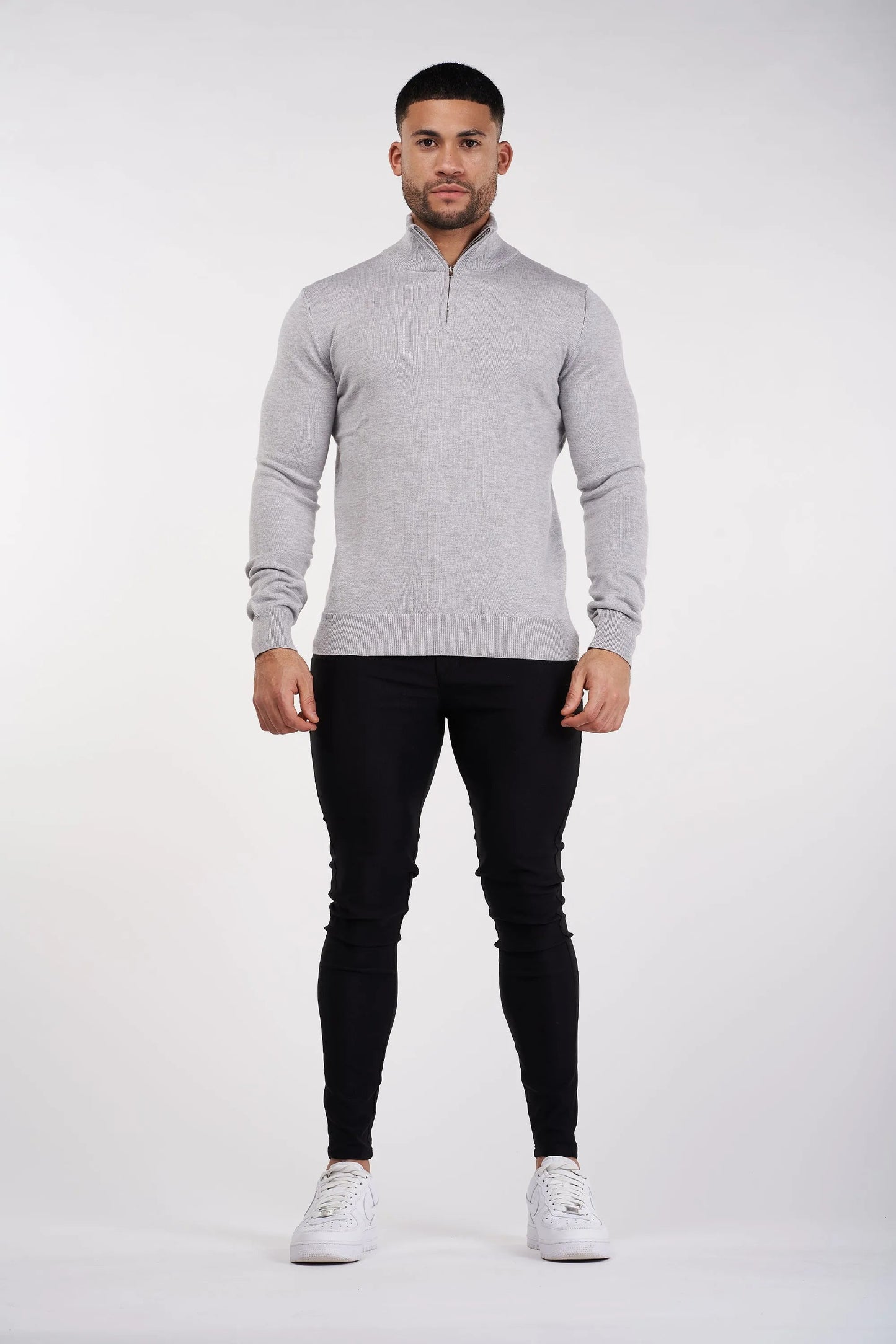 SJØRVA - HALF ZIP SWEATER - GREY