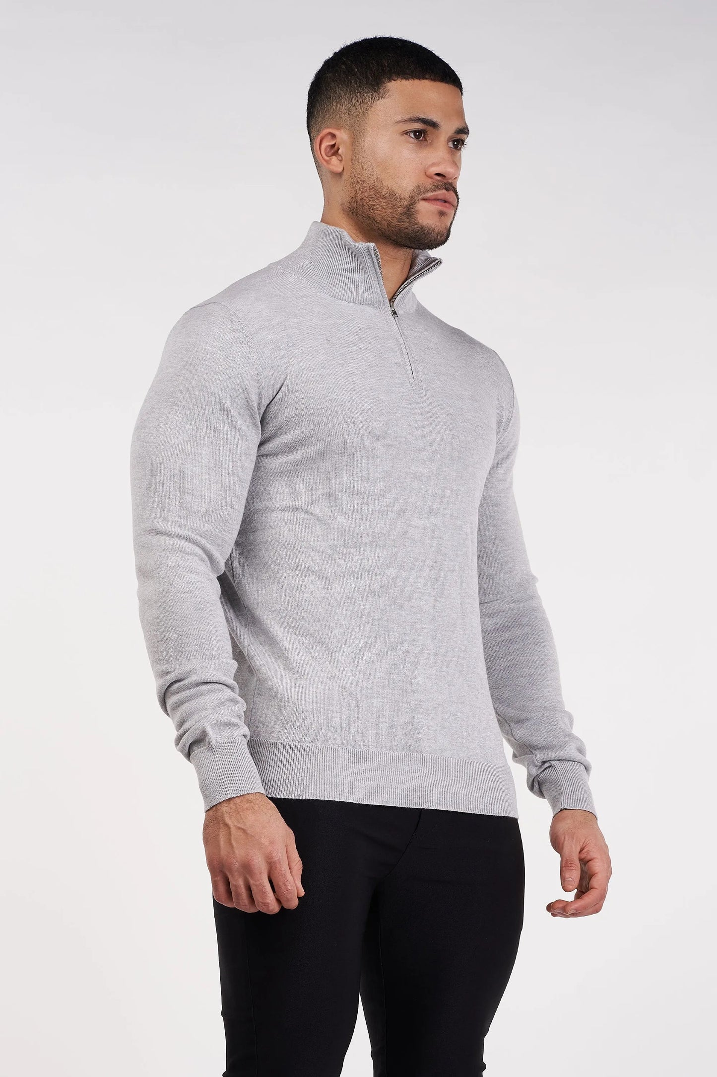 SJØRVA - HALF ZIP SWEATER - GREY